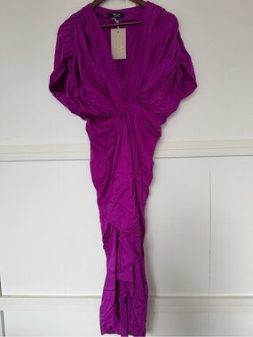 Padova Fuchsia Midi Dress with Twist Front